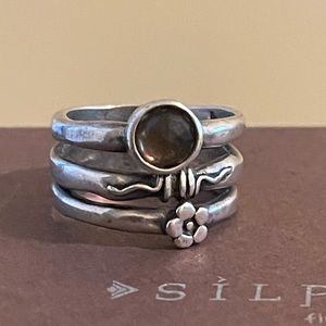 Silpada sterling silver flower smoky Quartz ring
